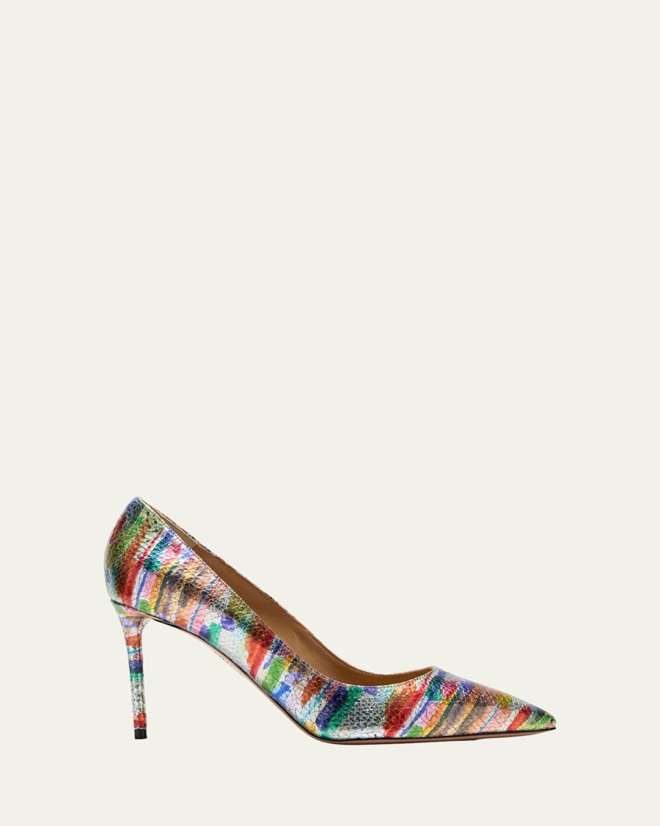 Purist Metallic Crackle Leather Stiletto Pumps